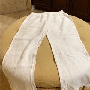Saks Fifth Avenue White linen wide leg pants
